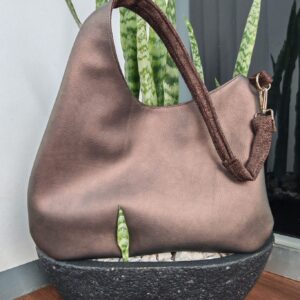 Bolso Minimalista - Vinil Café con Forro Jacquard