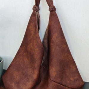 Bolso Origami Café Marfil con Asas Trenzadas